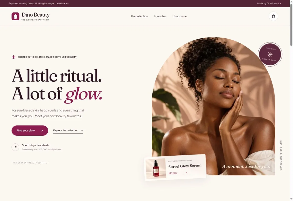 Dino Beauty homepage screenshot